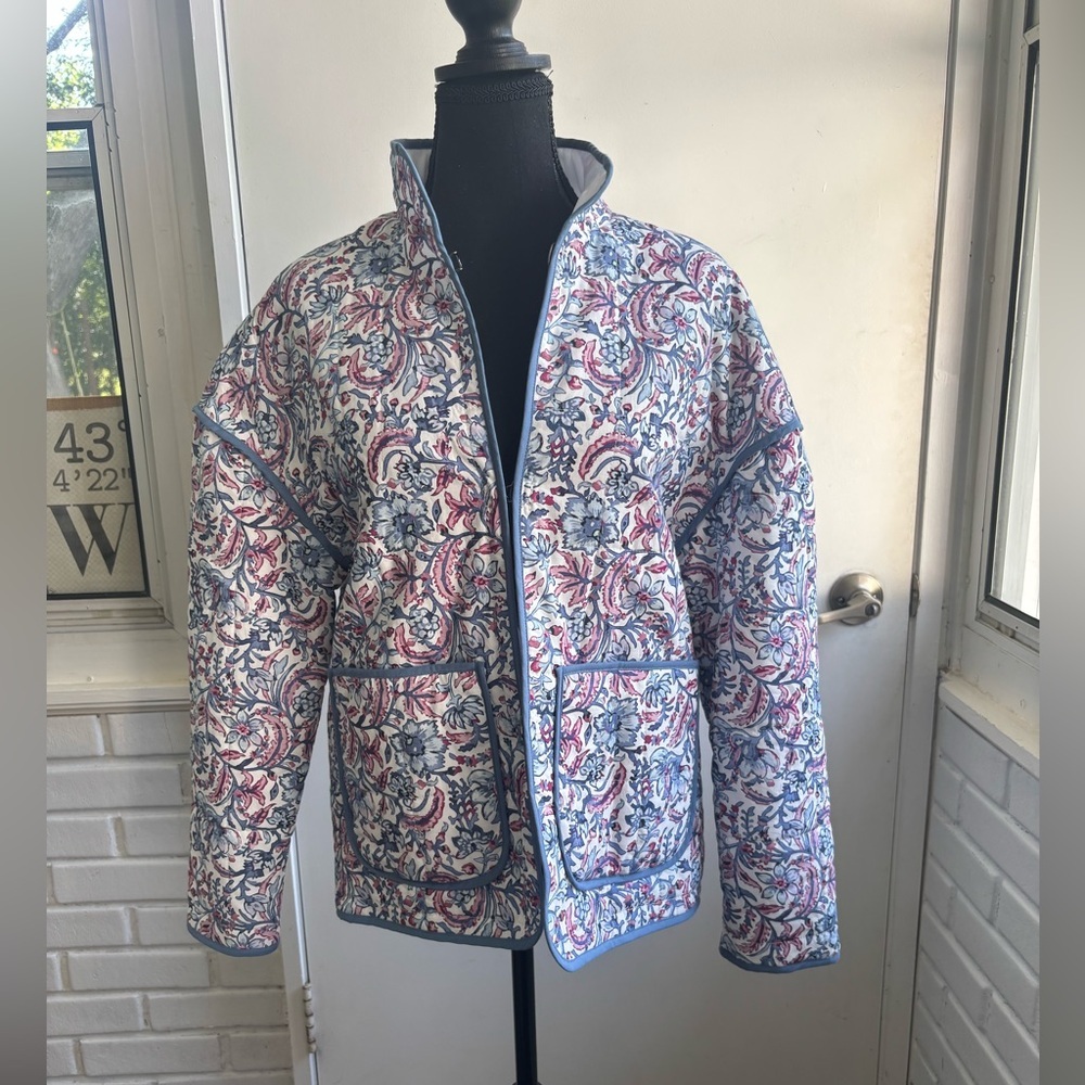 7 For All Man Kind Quilted Floral Boxy Jacket small boho cottagecore‎ layered - Picture 2 of 10